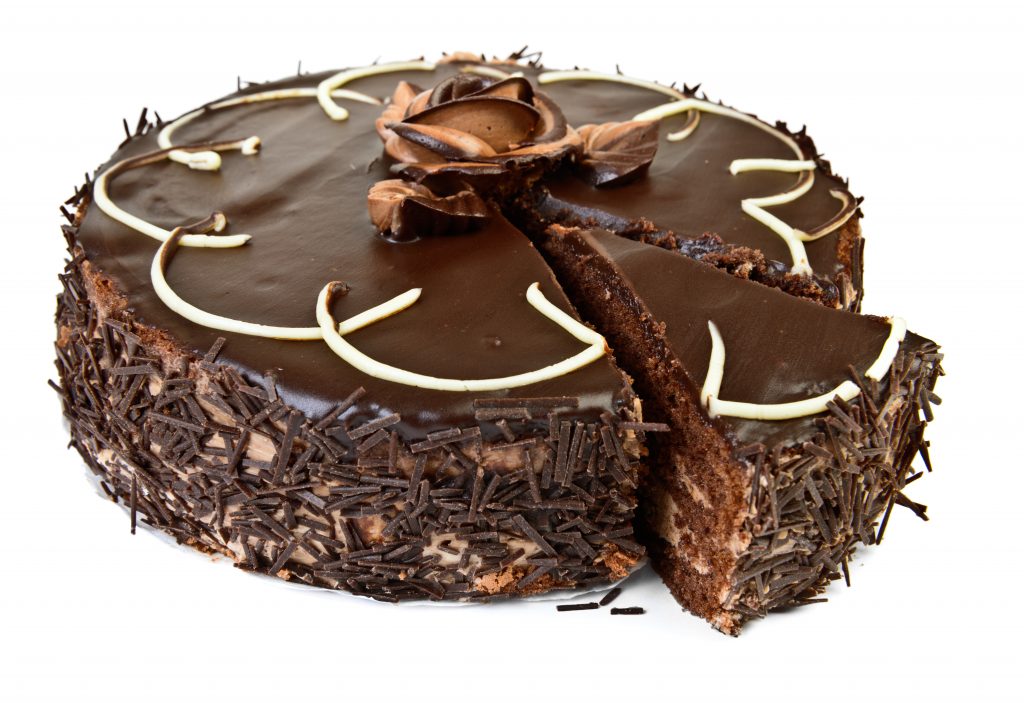 chocolate cake, isolated on a white background